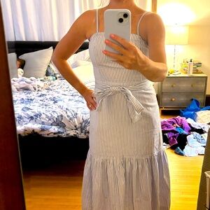 Banana republic blue and white striped tie front summer dress